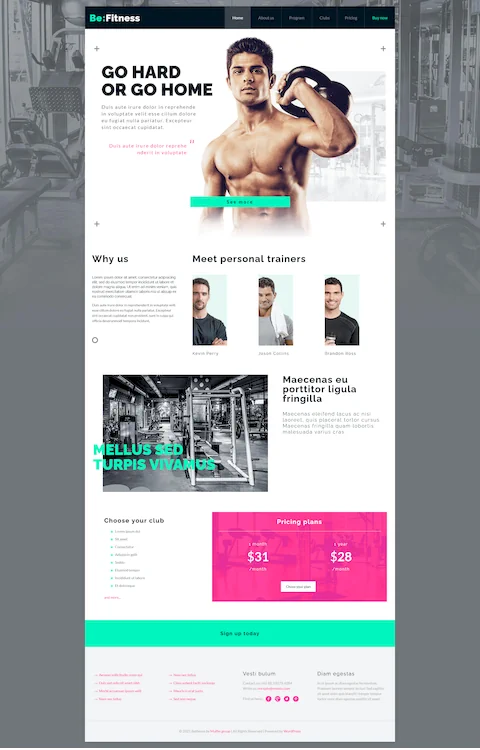 fitness cheap website design in