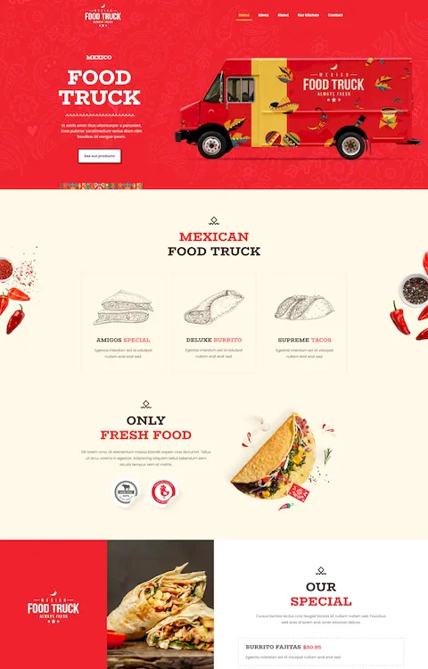food truck 2 cheap website design in