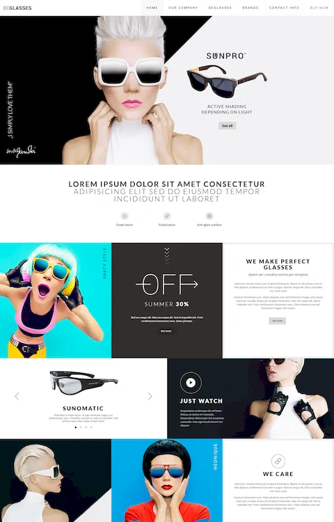 glasses cheap website design in