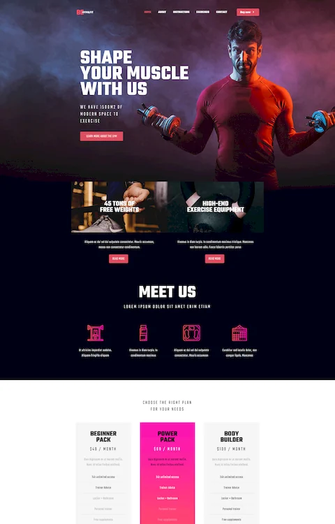 gym 3 cheap website design in