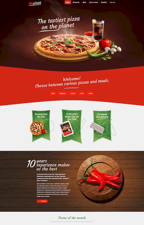 pizza cheap website design in